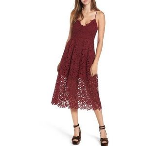 ASTR the label Lace Midi Dress Red Burgundy